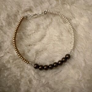 Elegant Gold and Brown Beaded Bracelet